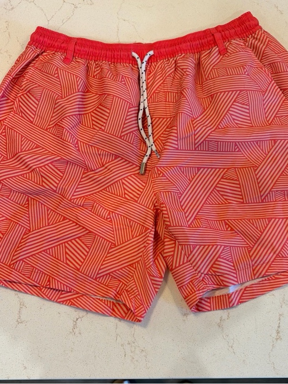 Men's Southern Marsh Coral Patterned Swim Trunks